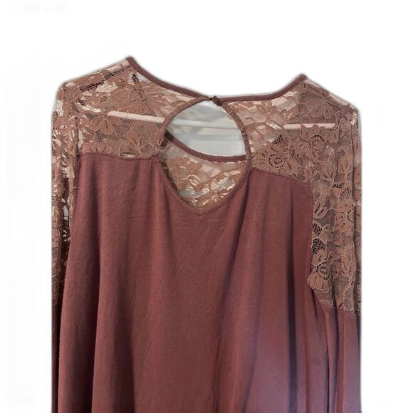 Torrid Super Soft Knits Bohochic Casual Mauve Long Sleeve Top w/Lace L(0)*READ - Picture 5 of 7